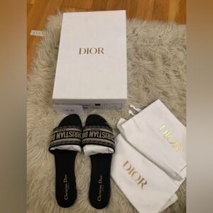 Dior Blue and Black Sandals with Signature Logo Design